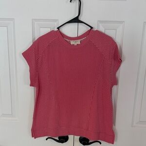 Umgee Pink Short Sleeve Ribbed Tee